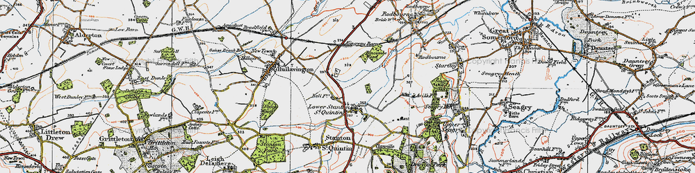 Old map of Lower Stanton St Quintin in 1919