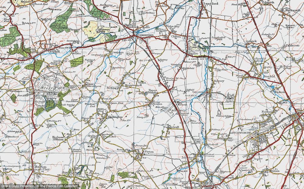 Old Map of Lower Stondon, 1919 in 1919