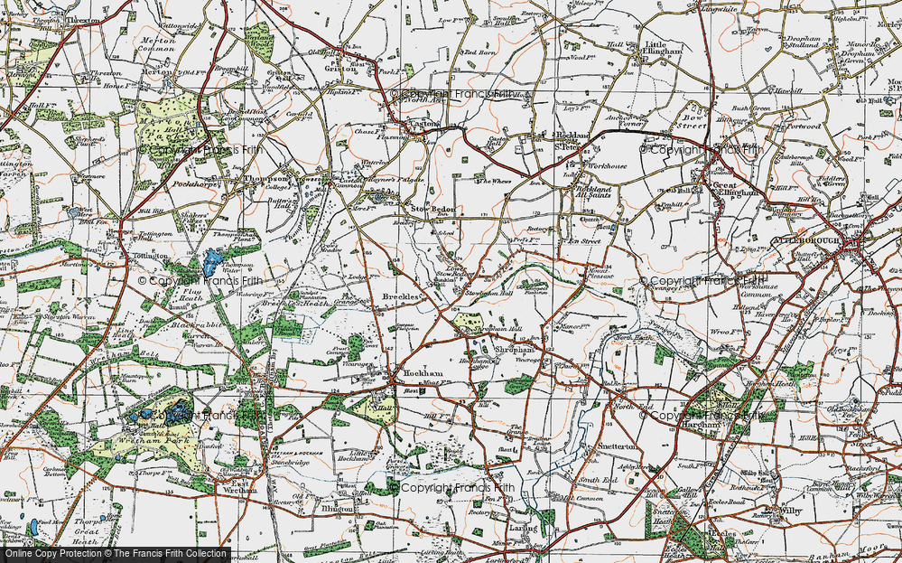 Old Map of Lower Stow Bedon, 1921 in 1921