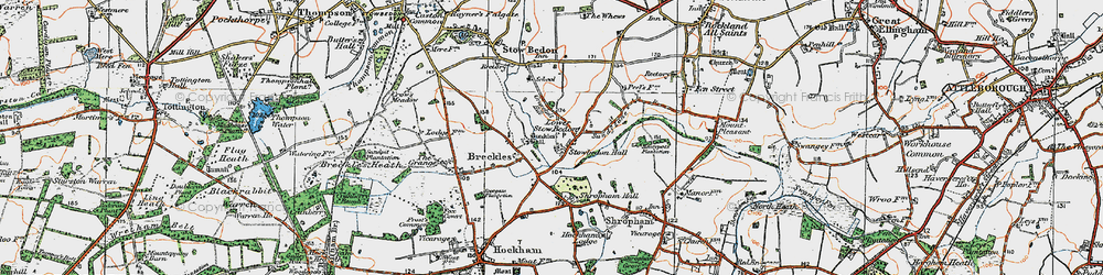 Old map of Breckles Hall in 1921