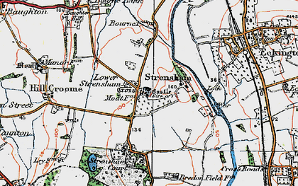 Old map of Lower Strensham in 1919