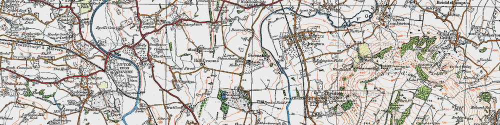 Old map of Lower Strensham in 1919