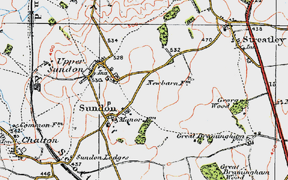 Old map of Lower Sundon in 1919
