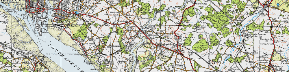 Old map of Lower Swanwick in 1919