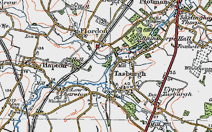 Old map of Lower Tasburgh in 1922
