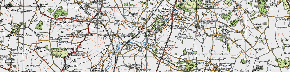 Old map of Lower Tasburgh in 1922