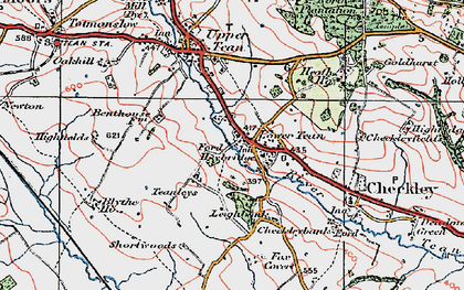Old map of Lower Tean in 1921