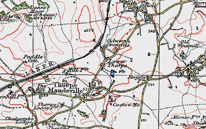 Old map of Lower Thorpe in 1919