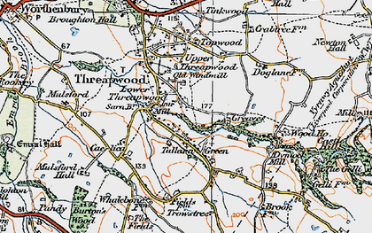 Old map of Lower Threapwood in 1921