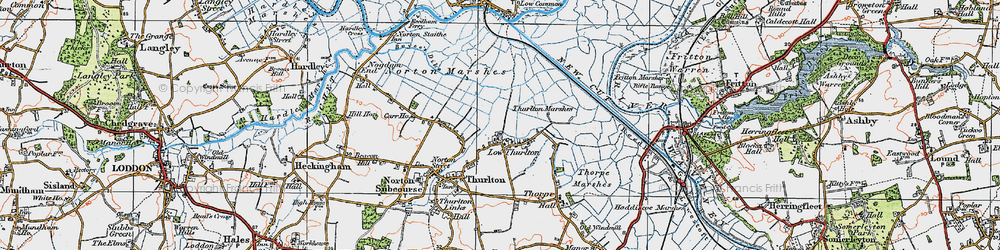 Old map of Lower Thurlton in 1922