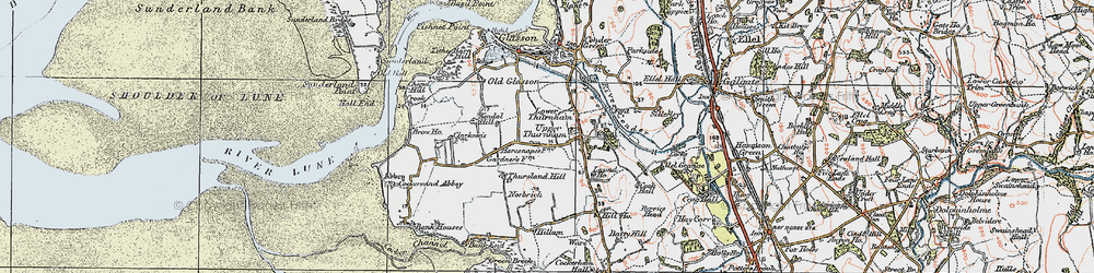 Old map of Lower Thurnham in 1924