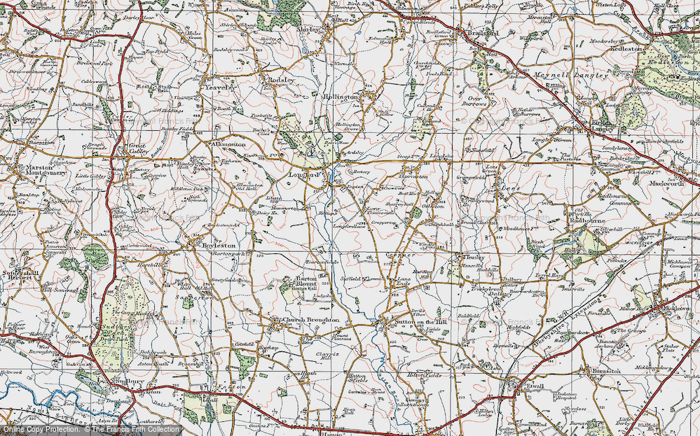 Old Map of Lower Thurvaston, 1921 in 1921