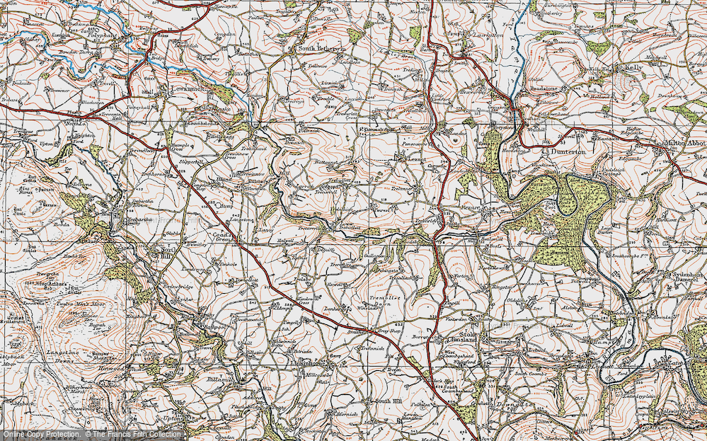 Old Map of Historic Map covering West Penrest in 1919