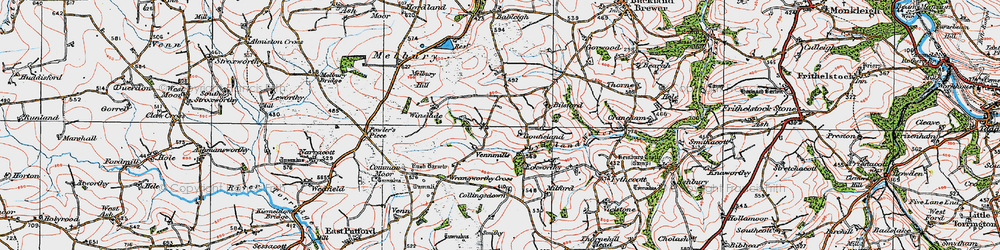 Old map of Lower Twitchen in 1919