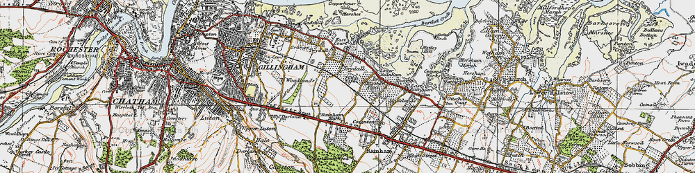 Old map of Lower Twydall in 1921