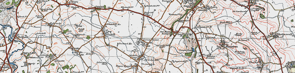 Old map of Lower Tysoe in 1919