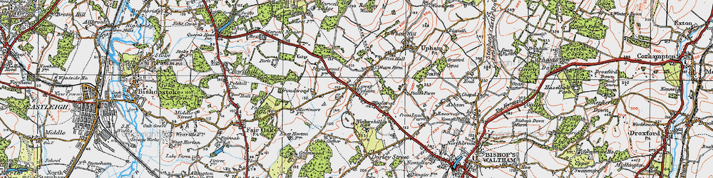Old map of Lower Upham in 1919