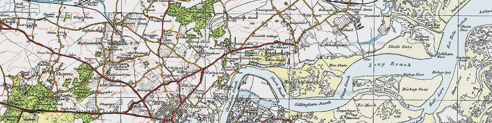 Old map of Lower Upnor in 1921