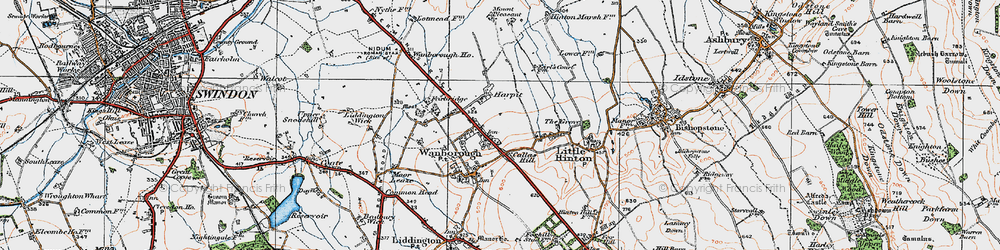 Old map of Lower Wanborough in 1919