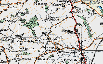 Old map of Lower Welson in 1919