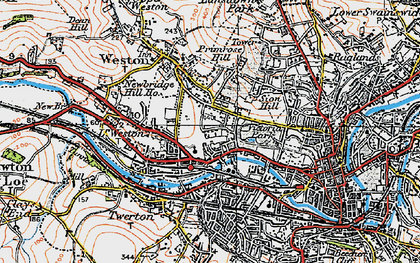 Old map of Lower Weston in 1919