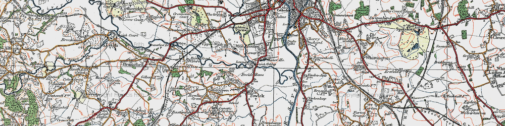 Old map of Powick Hams in 1920