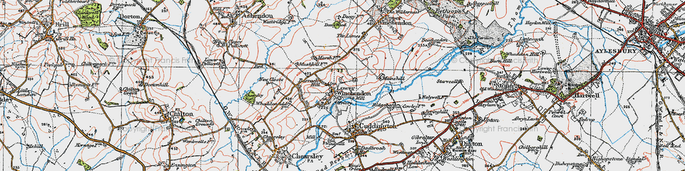 Old map of Lower Winchendon in 1919