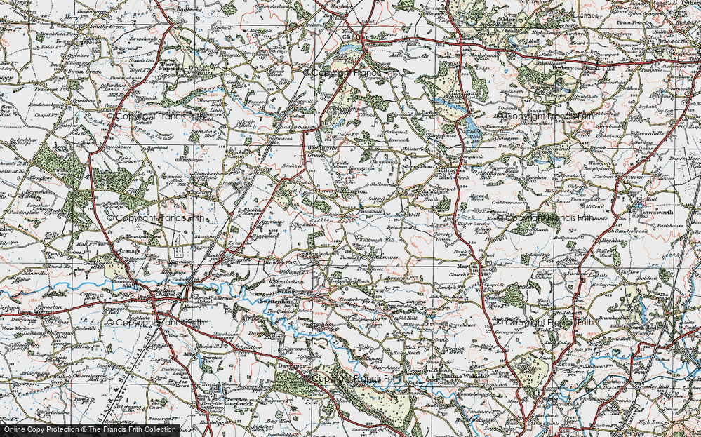 Old Map of Historic Map covering Broad Hill in 1923
