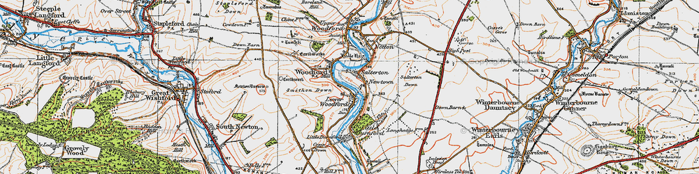 Old map of Lower Woodford in 1919