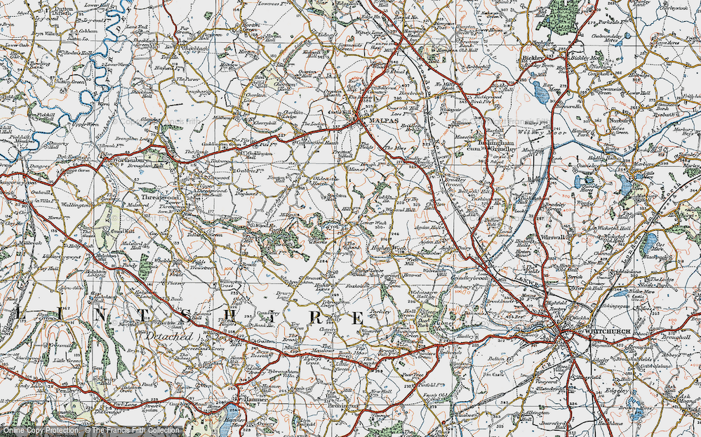 Old Map of Lower Wych, 1921 in 1921