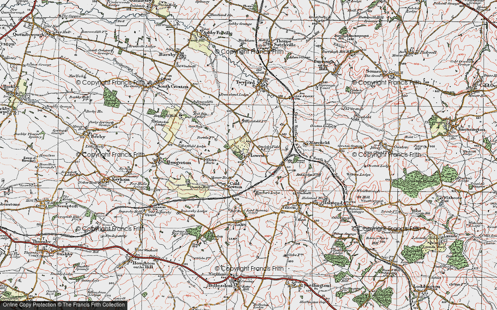Old Map of Lowesby, 1921 in 1921