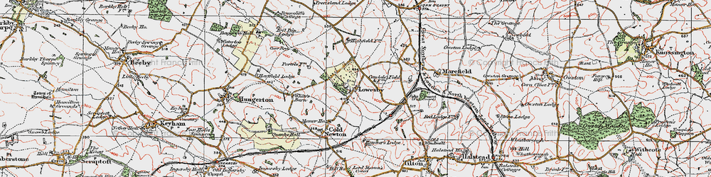 Old map of Lowesby in 1921