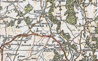 Old map of Lowick Green in 1925