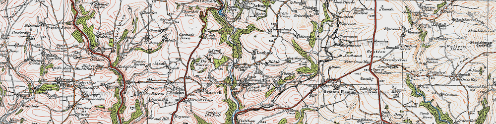 Old map of Woolley Wood in 1919