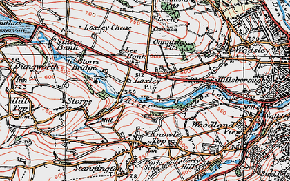 Old map of Loxley in 1923