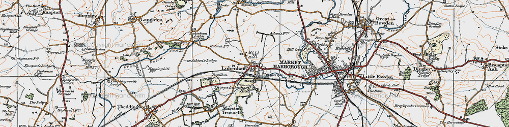 Old map of Thorpe Lubenham in 1920