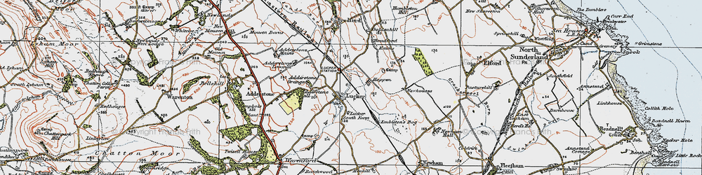 Old map of Adderstone Grange in 1926