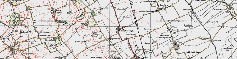 Old map of Cadeby Village in 1923