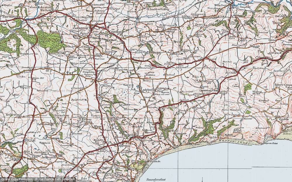 Old Map of Historic Map covering Black Moor in 1922