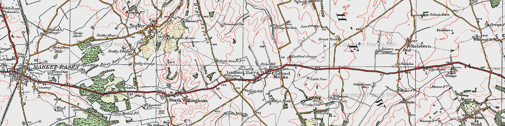 Old map of Ludford in 1923