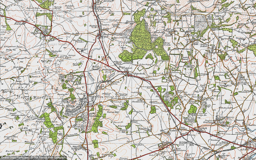 Old Map of Historic Map covering Blackmore Down in 1919
