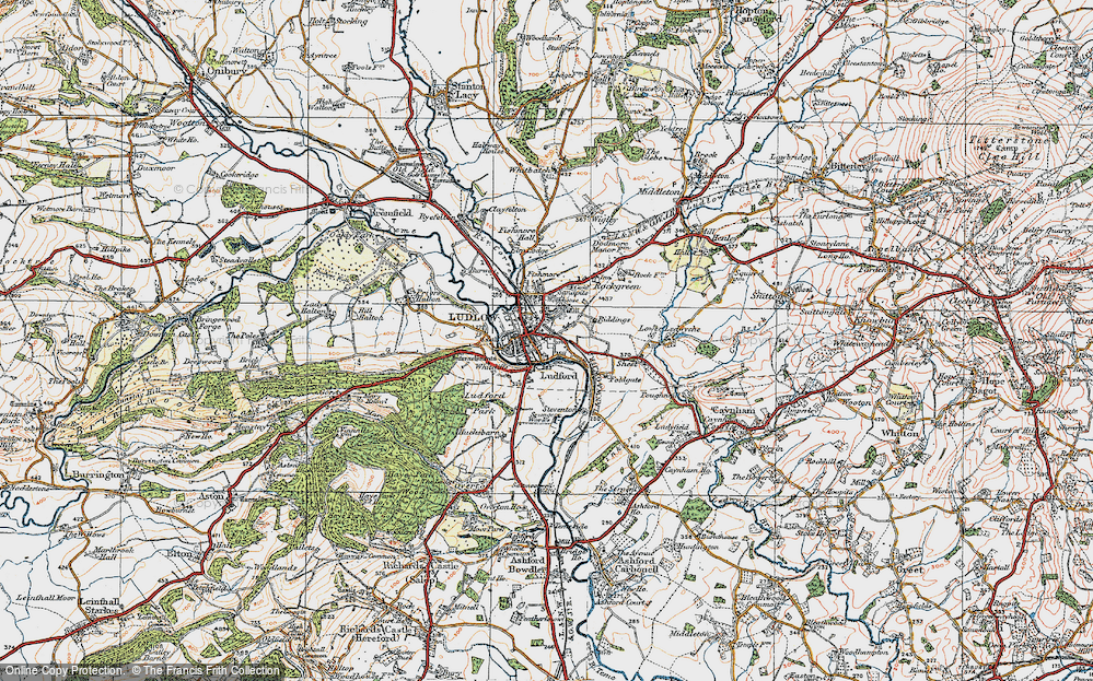 Old Map of Ludlow, 1921 in 1921