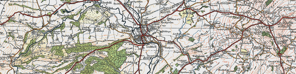 Old map of Ludlow in 1921