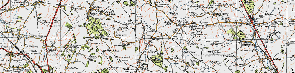 Old map of Luffenhall in 1919