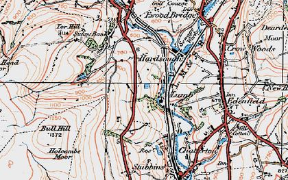 Old map of Wet Moss in 1924
