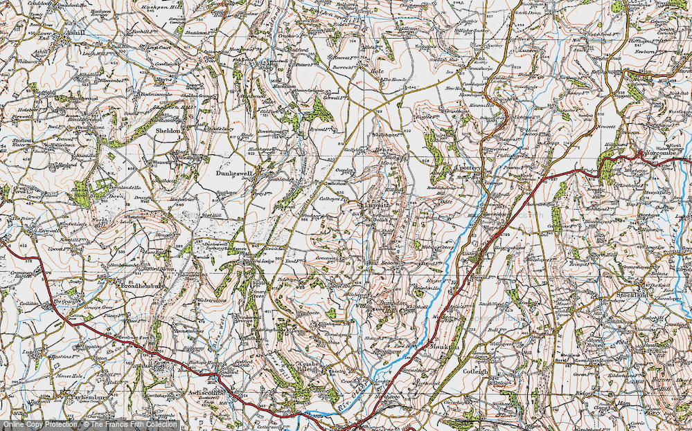 Old Map of Luppitt, 1919 in 1919