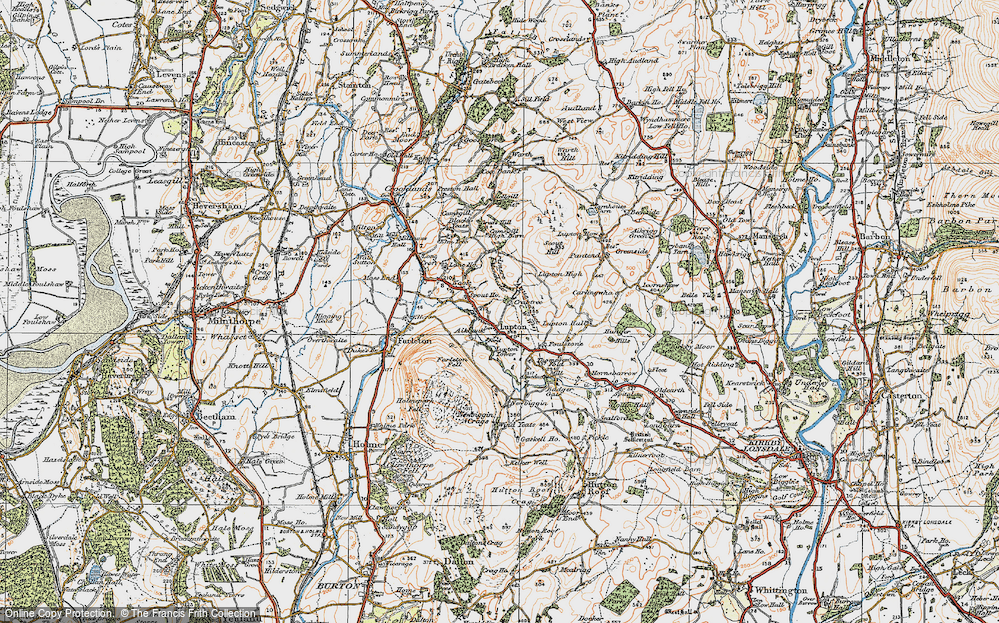 Old Map of Historic Map covering Badger Gate in 1925