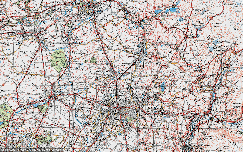 Old Map of Luzley Brook, 1924 in 1924