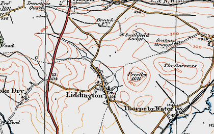 Old map of Lyddington in 1921