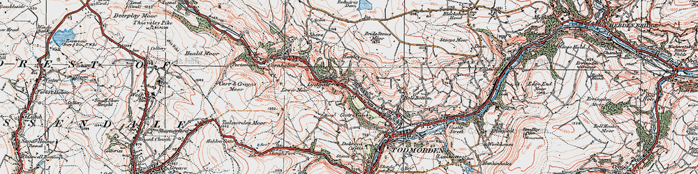 Old map of Todmorden Edge in 1925